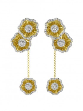 Women Marchesa Jewelry | Halo Flower Yellow Gold Drop Earrings Yellow Gold