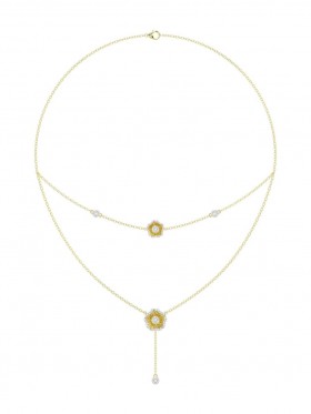 Women Marchesa Jewelry | Halo Flower Yellow Gold Necklace Yellow Gold