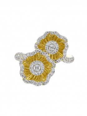 Women Marchesa Jewelry | Halo Flower Yellow Gold Ring Yellow Gold