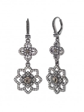 Women Marchesa Jewelry | Lace Double Drop Earring Black Diamond