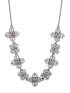 Women Marchesa Jewelry | Lace Floral Necklace Black Diamond