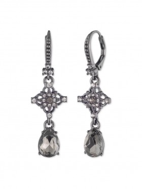 Women Marchesa Jewelry | Lace Stone Drop Earring Black Diamond