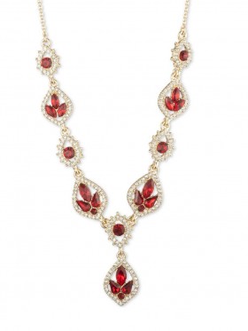 Women Marchesa Jewelry | Poised Gold Y Necklace Red