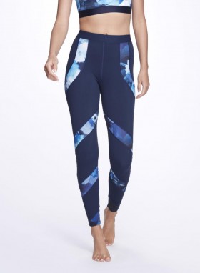 Women Marchesa Marchesa Active | Navy Blue High Waisted Legging With Floral Print Detail Navy Multi