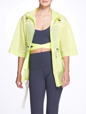 Women Marchesa Marchesa Active | Neon Yellow Sheer Lightweight Active Workout Jacket With Hood Neon Yellow