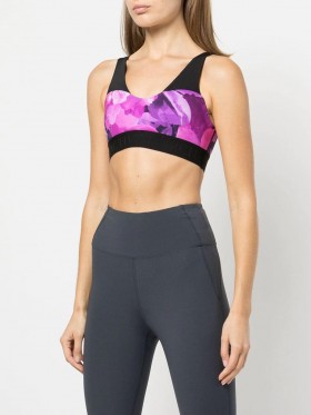 Women Marchesa Marchesa Active | Pink Floral Print Sports Bra With Mesh Raspberry Multi