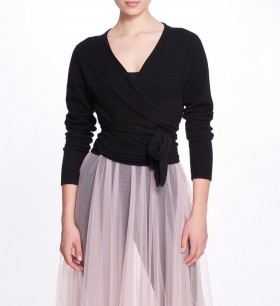 Women Marchesa Tops | Black Wrap Sweater Black