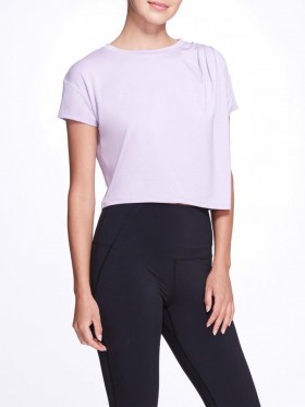 Women Marchesa Tops | Lavender Relaxed Crop Top With Short Sleeves Lavender