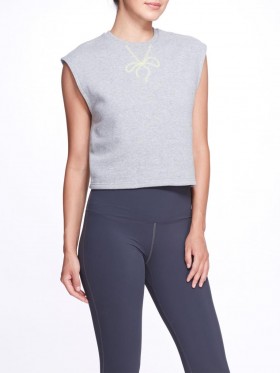 Women Marchesa Tops | Women's Embroidered Grey Sleeveless Workout Top Grey
