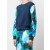Women Marchesa Marchesa Active | Blue Floral Printed Crew Neck Cropped Sweatshirt With Mesh Cutout Back Navy Multi