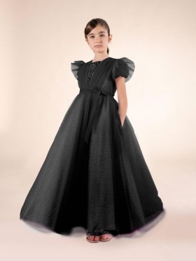  Barnklänningar Marchesa | Utsmyckad Plumentisklänning Svart