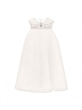  Barn Marchesa Midiklänningar | Juvelprydd Tyllklänning Krämgrön