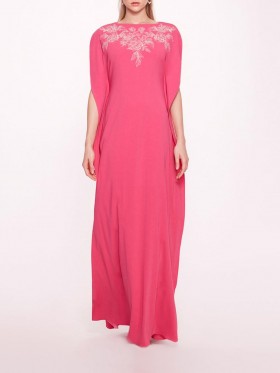  Marchesa-klänningar för kvinnor | Broderad crêpe-kaftan i rosa