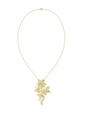  Dam Marchesa Smycken | Halsband med hänge i gult guld med vildblommor