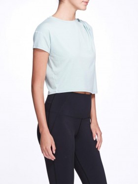  Dam Marchesa Toppar | Mintgrön Avslappnad Crop Top Med Korta Ärmar Mintgrön