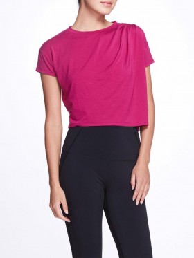 Dam Marchesa Toppar | Hallonrosa Avslappnad Crop Top Med Korta Ärmar Hallonrosa